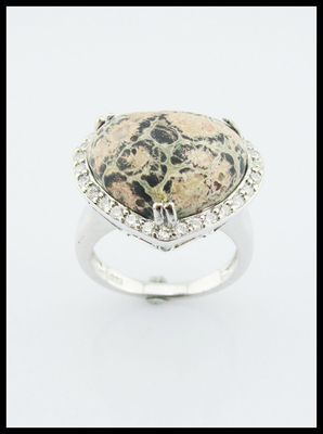 925 Perak Divine Batu permata cincin dengan 20-30mm Main Stone Sterling Perak Ukiran Cincin Sterling Perak Jantung Cincin
