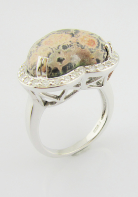 925 Perak Divine Batu permata cincin dengan 20-30mm Main Stone Sterling Perak Ukiran Cincin Sterling Perak Jantung Cincin