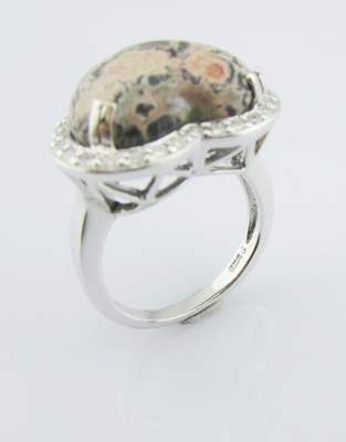 925 Perak Divine Batu permata cincin dengan 20-30mm Main Stone Sterling Perak Ukiran Cincin Sterling Perak Jantung Cincin