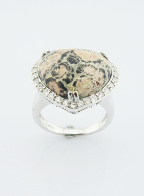 925 Perak Divine Batu permata cincin dengan 20-30mm Main Stone Sterling Perak Ukiran Cincin Sterling Perak Jantung Cincin