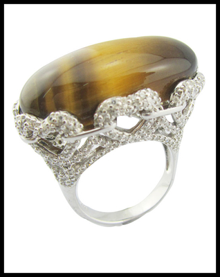 Berkilauan Ulang Tahun Batu permata cincin dalam Sterling Perak Tiger Mata Batu Sterling Perak Band Cincin Sterling Perak Unik