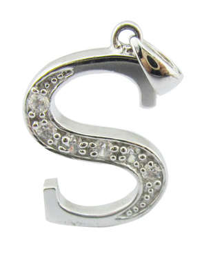 Disesuaikan S925 18K White Gold Plated Pendant Dengan Alphabet S Letter Silver Cz Pendant Alfabet Pendant Liburan Musim Panas