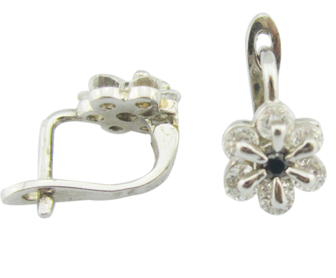 Cz Batu Ukuran 1.0-1.25mm Nikel Bebas Kubic Zirconia 925 Perhiasan Perak dengan Bunga Desain Earring perak sterling mawar