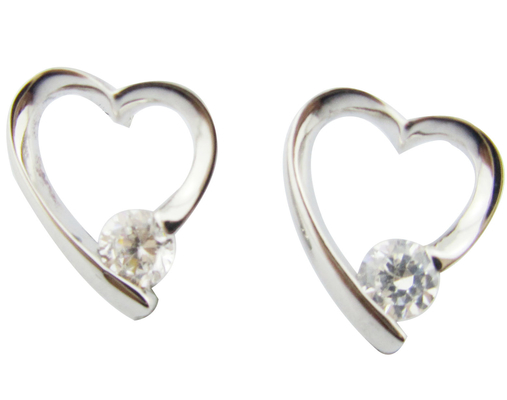 Heart Earring Stud 925 Silver CZ Earrings Small Cz Stone 1.0-1.25mm Sempurna untuk setiap kesempatan