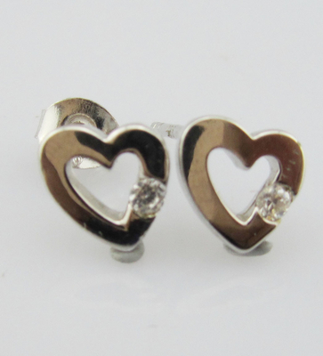 Heart Earring Stud Perhiasan Jenis Hias Perhiasan Perak Sterling Perhiasan Perak Earrings dengan CZ wanita Earring perak Cute