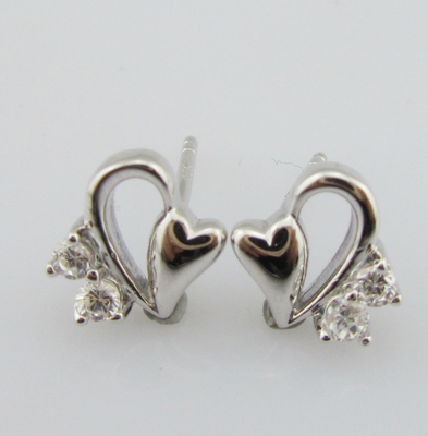 Heart Earring Stud Perhiasan Jenis Hias Perhiasan Perak Sterling Perhiasan Perak Earrings dengan CZ wanita Earring perak Cute