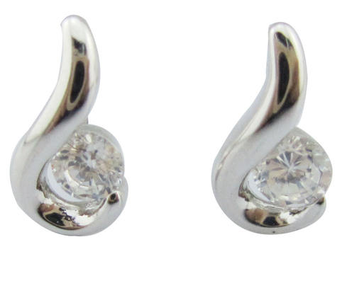 Swirl Silver White Stone Color 925 Sterling Earrings Cubic Zirconia Small Swirl Earrings Silver Post Earrings Earrings murni