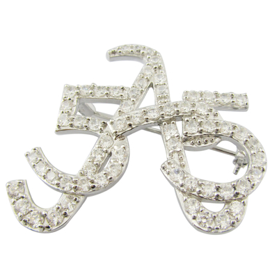Ringan Dan rumit 925 Silver Pin Brooch Dengan CZ Sterling Silver Brooch Tas Anda Brooch Desain