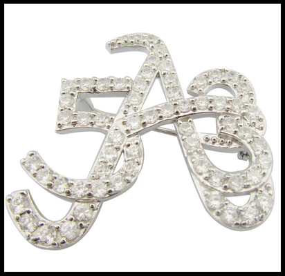 Klasik 925 Perak CZ Brooch Bulat Untuk Pertemuan Bisnis Ulang Tahun Cz Brooch Kotak Hadiah Cantik