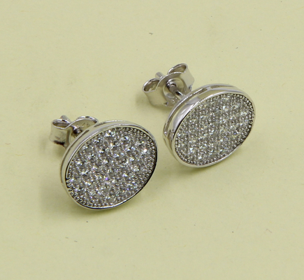 Sparkling Square Sterling Silver Stud Earrings with Cubic Zirconia Earrings perak sterling sederhana Earrings silver post
