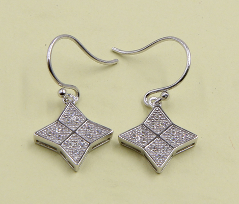 Dancing Flower Earring Elegant 2-5 Gram Sterling Silver Stud Earrings With CZ Stones gadis sterling perak anting Drop