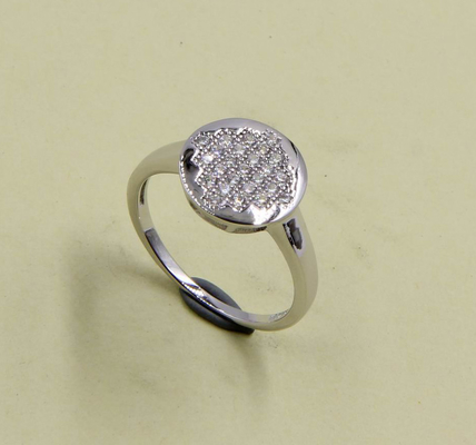 AAA Grade Kubic Zirconia Round Ring dalam Sterling Perak 925 Sterling Perak cz cincin diukir cincin perak 925 cincin perak