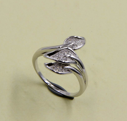 925 Sterling Silver Pave Set Cubic Zirconia Rings for Women Daun perak cincin pertunangan Daun perak cincin AAA Batu