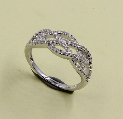 Pave Prong Heart Shape Wedding Band Ring 925 Perak CZ Eternity Band Rings Ukuran 5-10 Sterling Perak sendok cincin