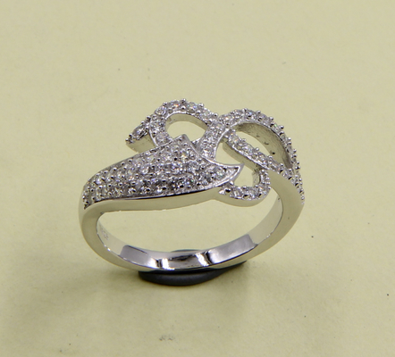 925 Perak berkilauan Berbentuk Hati CZ Cincin sentuhan Keindahan Perak Sterling Cinta Cincin Perak