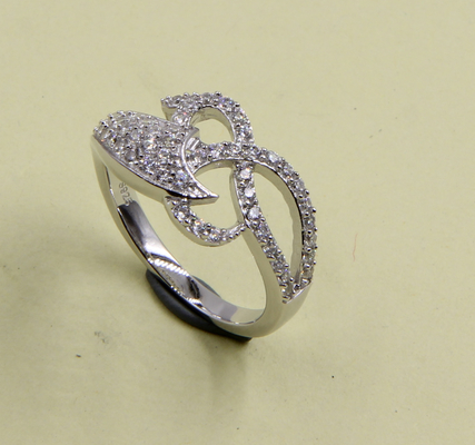 925 Perak berkilauan Berbentuk Hati CZ Cincin sentuhan Keindahan Perak Sterling Cinta Cincin Perak