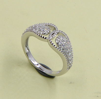 925 Sterling Silver Bands With Cubic Zirconia Batu permata di jantung dan bentuk oval Sterling Silver Cubic Zirconia Rings
