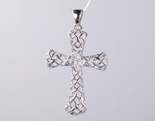 925 Sterling Silver Cross Pendant with Religious Design amulet untuk perhiasan Cross Pendant koleksi perhiasan