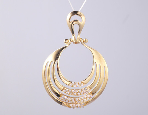 18K Gold Plating Muslim 46cm Geometric Round Besar Muslim Kalung Zircon Pendant dalam 925 Sterling Perak pakaian kasual