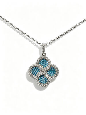 2026 New Hot Summer 925 Silver CZ Earrings Rhodium Plated Hypoallergenic Lucky Flower Circle Desain dengan Aquamarine dan Batu Putih AAA CZ