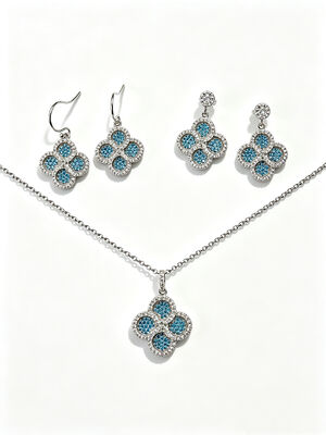 Terbaik untuk Piala Dunia 2026 Berat Ringan Perhiasan Perak 925 Set dengan AAA Kubic Zirconia Teardrop Pendant Earrings dan Ring untuk Pernikahan dan Hadiah, Perhiasan Berwarna Aquamarine Set Same Colleciton