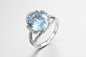 3.8g Blue Sapphire Stone Silver Ring Band AAA CZ Untuk Wanita