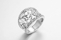 5.81 Gram Cincin Ulang Tahun Pernikahan Perak ODM Oval Cubic Zirconia Ring
