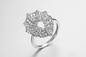 4.31g Perak Dan Cubic Zirconia Wedding Rings AAA Sterling Silver Cz Wedding Ring Set