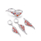 White CZ Red Ruby Dangle Earrings Sterling Silver Wing Berbentuk
