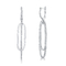 Minimalis 925 Silver CZ Earrings Putih 1.0mm Stone Long Oval Hoop Earrings