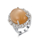 Buff Stone 925 Silver Gemstone Rings 3.2g Bentuk Telur Oval Untuk Wanita