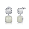10x10mm Cushion White Jade Stud Earrings 925 Perak Gaya Minimalis