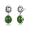 Batu Kelahiran Desember 925 Sterling Silver Gemstone Earrings 10x13mm Oval Green Jade