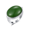 Sagitarius Birthstone Green Jade Ring Sterling Silver 16x20mm Bentuk Oval