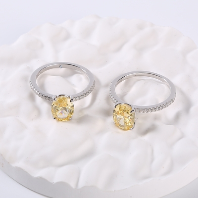 Cincin Pertunangan Moissanite Berbentuk Telur 2.6g 925 Cincin Perak CZ Berkilauan