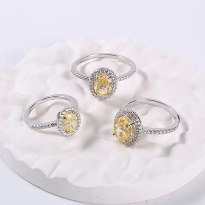 Cincin Janji Pertunangan Abadi Radiant Cutting 2.3g 925 Silver CZ Rings Untuk Wanita
