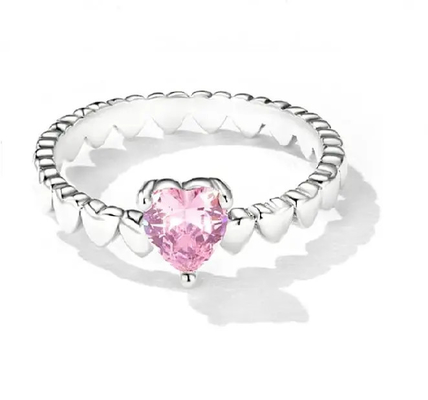 Perhiasan Hadiah 925 Sterling Silver Band Ring, Cincin Cinta Sterling Silver Lucu