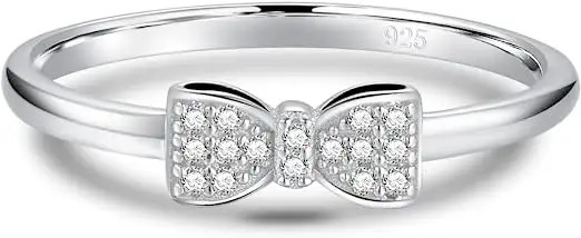 Busur Simpul Berbentuk Cincin Perak Sterling 925, Cincin Pertunangan Zirkon Sterling Silver Cz