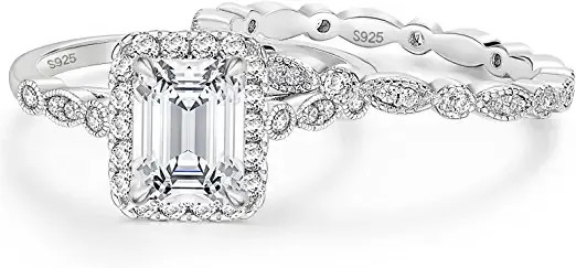 Cincin Pertunangan Perak Sterling 925 Polos, Cincin Pernikahan Perak 925 CZ