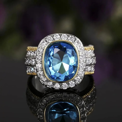 Pasangan Pernikahan Cincin CZ Perak 925, Cincin Pertunangan Berlian Perak Sterling 4.20g