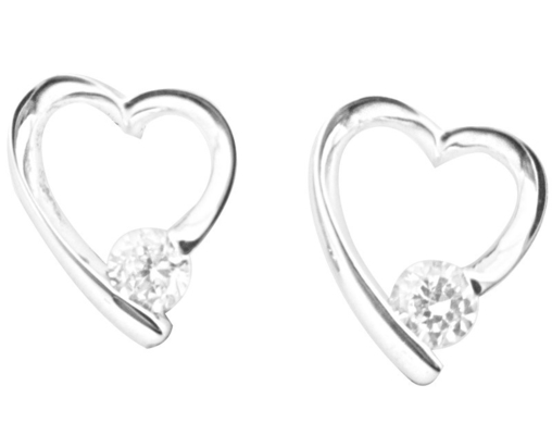 Heart Earring Stud 925 Silver CZ Earrings Small Cz Stone 1.0-1.25mm Sempurna untuk setiap kesempatan