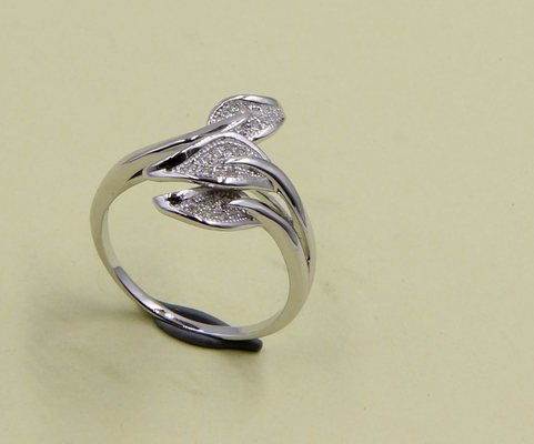 925 Sterling Silver Pave Set Cubic Zirconia Rings for Women Daun perak cincin pertunangan Daun perak cincin AAA Batu