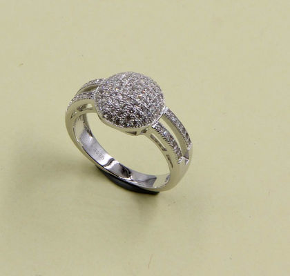 Pave Setting AAA Kubic Zirconia Bentuk Bulat Bulat Ring Dalam 925 Sterling Perak Cool Perak Rings Ball Ring