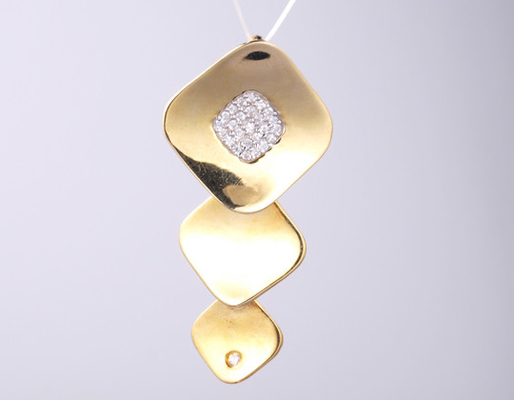 18k Gold Plating Geometric 925 Sterling Silver Unisex Pendant Cushion Pendant dengan Rantai Elegant Collection