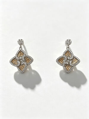 Hot Summer Silver Earrings Sterling CZ Pointy Lucky Four-Leaf Clover Berwarna-warni Champagne Hitam +CZ Cocok untuk acara kasual dan formal Dangle Earring Stud Back, Cute Sterling Silver Earrings