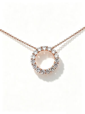 925 Silver CZ Pendant 0 shape Featuring White AAA CZ Stones Solitaire Open 0 Circle Design Rose Gold Plated Mirror Polished Finish Dainty Jewelry 20.5mm Diameter ,Rose Gold, 3.5mm Round AAAAA Stone