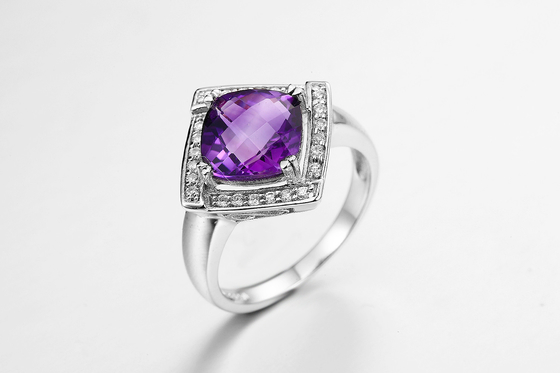 AAA 925 Cincin Batu Permata Perak Dengan Batu Amethyst 4.1g