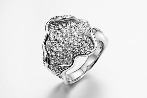 Pita Pernikahan Cubic Zirconia Wanita Reticular 9.84g Sterling Silver Cz Anniversary Bands