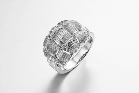CZ Sterling Silver Rings Ukiran Kustom 4.31 Gram Membungkus Cincin Jari