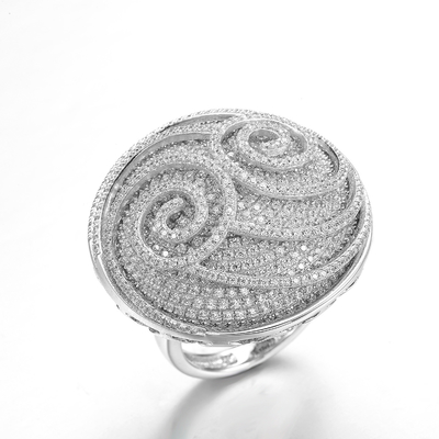 Cubic Zirconia Mens Cincin Bermotif Perak 13.8g Cincin Terukir Perak Sterling